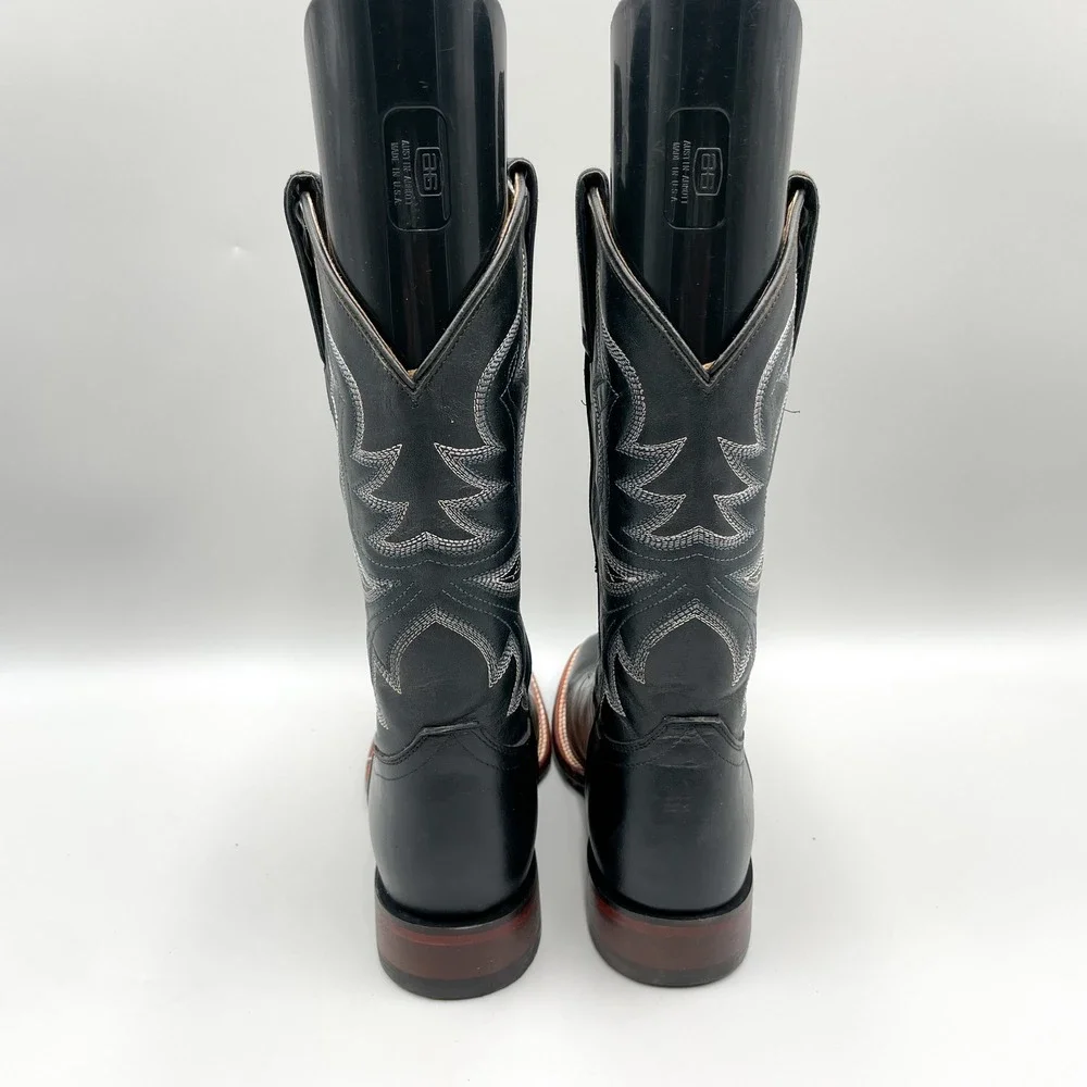 Shyanne Womens 8.5B Black Leather Square Toe Western Cowboy Ranch Rodeo Country